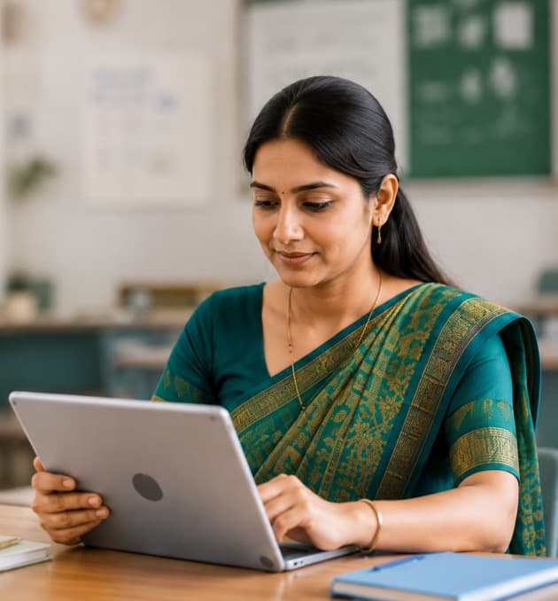 Teacher using Maskeen Edutech